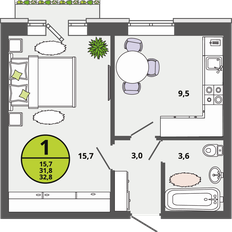 Квартира 31,8 м², 1-комнатная - изображение 5