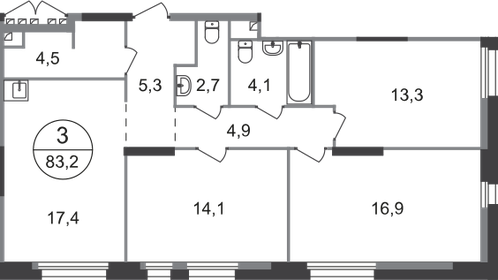 82,3 м², 3-комнатная квартира 18 139 622 ₽ - изображение 66