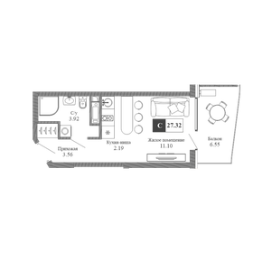 27,9 м², квартира-студия 8 659 688 ₽ - изображение 15