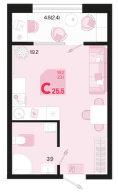25,5 м², 1-комнатная квартира 3 748 500 ₽ - изображение 9
