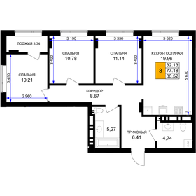 Квартира 80,5 м², 3-комнатная - изображение 1