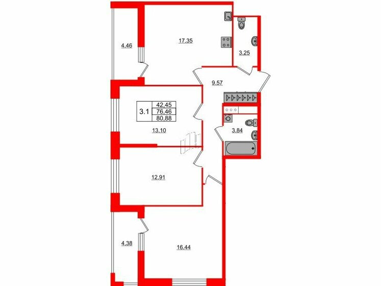 76,5 м², 3-комнатная квартира 12 250 153 ₽ - изображение 1