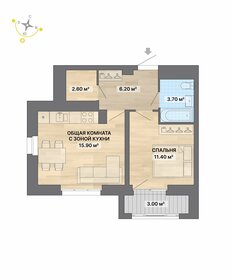 Квартира 42,8 м², 1-комнатная - изображение 1