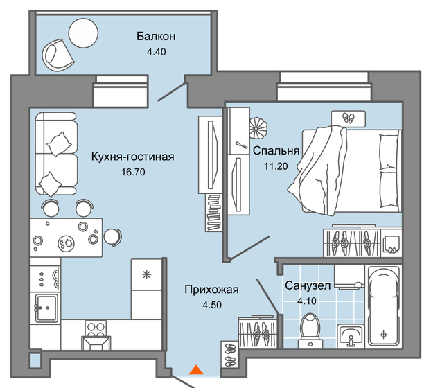 38 м², 2-комнатная квартира 6 074 460 ₽ - изображение 15