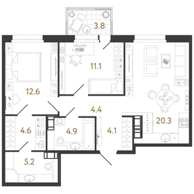 Квартира 67,2 м², 2-комнатная - изображение 1