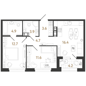 56,5 м², 2-комнатная квартира 19 496 296 ₽ - изображение 24