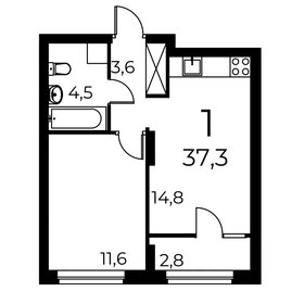 Квартира 37,2 м², 1-комнатная - изображение 1