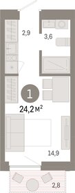 Квартира 24,2 м², студия - изображение 1