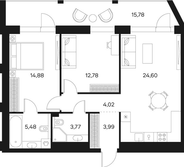 77,4 м², 2-комнатная квартира 38 782 408 ₽ - изображение 1