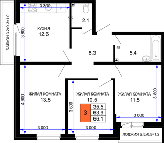76 м², 3-комнатная квартира 8 800 000 ₽ - изображение 105
