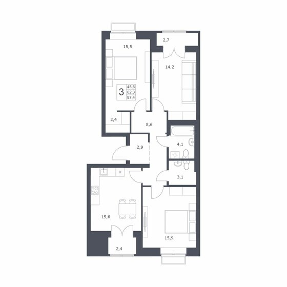 82,3 м², 3-комнатная квартира 9 850 000 ₽ - изображение 13
