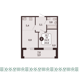 40 м², 2-комнатная квартира 4 531 000 ₽ - изображение 2