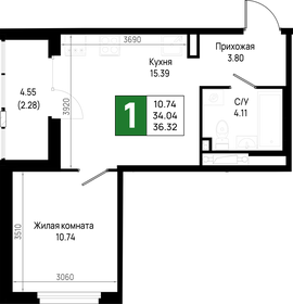 Квартира 36,3 м², 1-комнатная - изображение 1