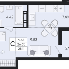 Квартира 28,1 м², студия - изображение 2