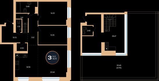 Квартира 146 м², 3-комнатная - изображение 1