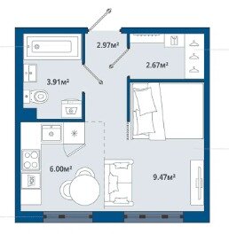Квартира 24 м², 1-комнатная - изображение 1