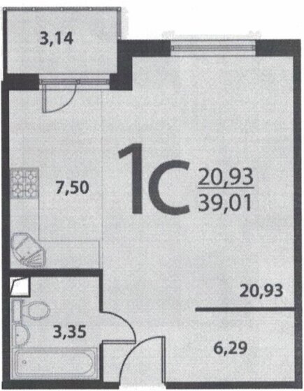 39,8 м², 1-комнатная квартира 5 890 000 ₽ - изображение 46