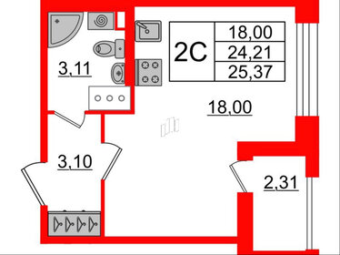 Квартира 24,2 м², студия - изображение 1