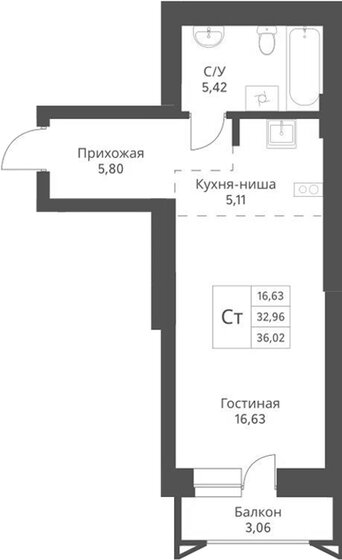 30,3 м², квартира-студия 6 100 000 ₽ - изображение 55