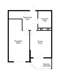 Квартира 43 м², 1-комнатная - изображение 1