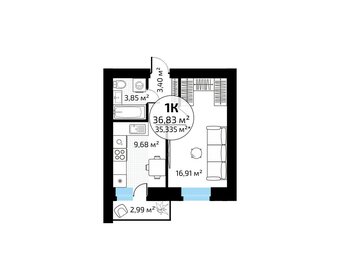 36,8 м², 1-комнатная квартира 3 603 337 ₽ - изображение 11