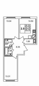 Квартира 55,8 м², 2-комнатная - изображение 1