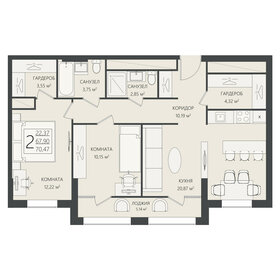 80,5 м², 3-комнатная квартира 11 678 300 ₽ - изображение 1