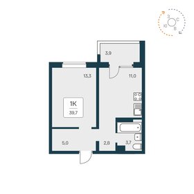 Квартира 39,7 м², 1-комнатная - изображение 1