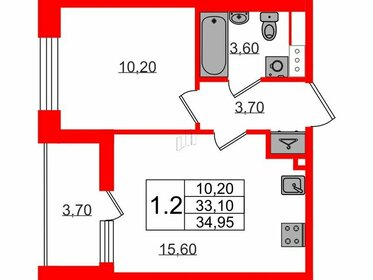 Квартира 33,1 м², 1-комнатная - изображение 1