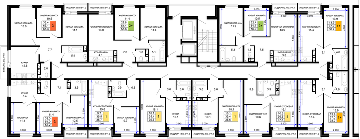 55,2 м², 3-комнатная квартира 6 403 200 ₽ - изображение 2