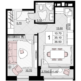 33,5 м², 1-комнатная квартира 10 385 000 ₽ - изображение 39