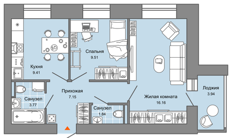 Квартира 50 м², 2-комнатная - изображение 1