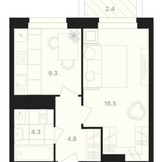 Квартира 37,3 м², 1-комнатная - изображение 1