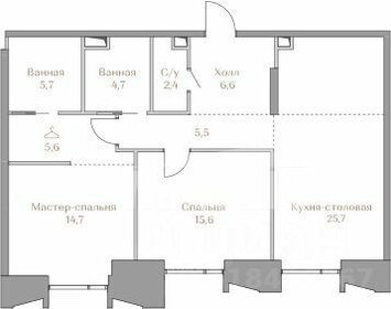Квартира 86,4 м², 2-комнатная - изображение 1