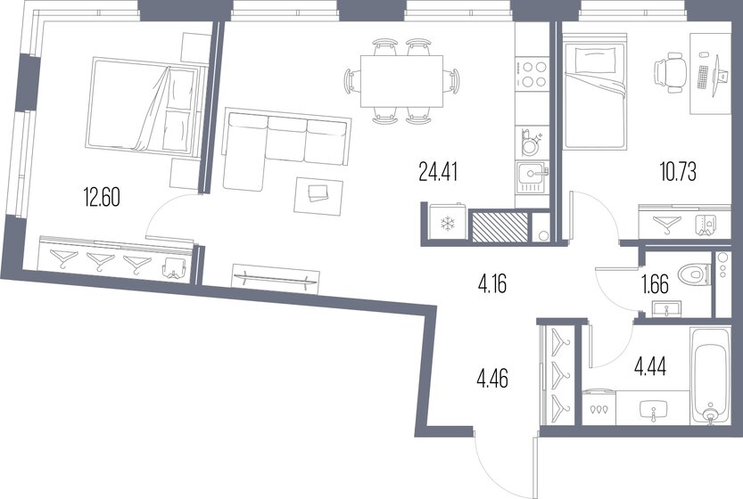62,5 м², 2-комнатная квартира 18 425 700 ₽ - изображение 22