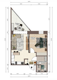 Квартира 49 м², 2-комнатная - изображение 1