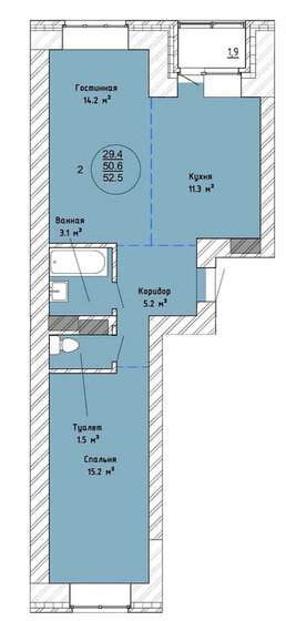 53,6 м², 2-комнатная квартира 7 900 000 ₽ - изображение 1