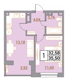 35,5 м², 1-комнатная квартира 3 619 980 ₽ - изображение 19