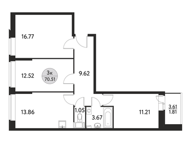 Квартира 72,6 м², 3-комнатная - изображение 1