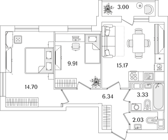 62,9 м², 2-комнатная квартира 8 000 000 ₽ - изображение 94