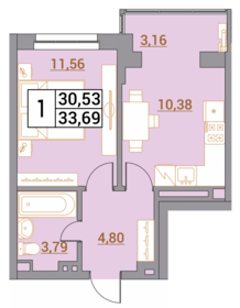 33,7 м², 1-комнатная квартира 3 369 000 ₽ - изображение 23