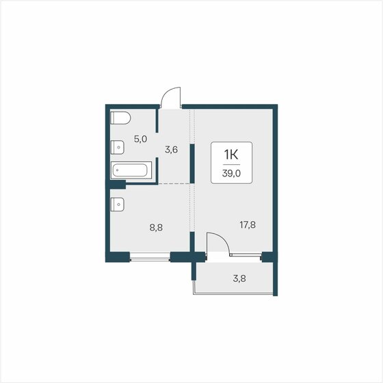 30,6 м², квартира-студия 4 400 000 ₽ - изображение 54