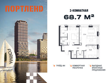 Квартира 68,7 м², 2-комнатная - изображение 1