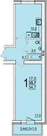 Квартира 35,7 м², 1-комнатная - изображение 1