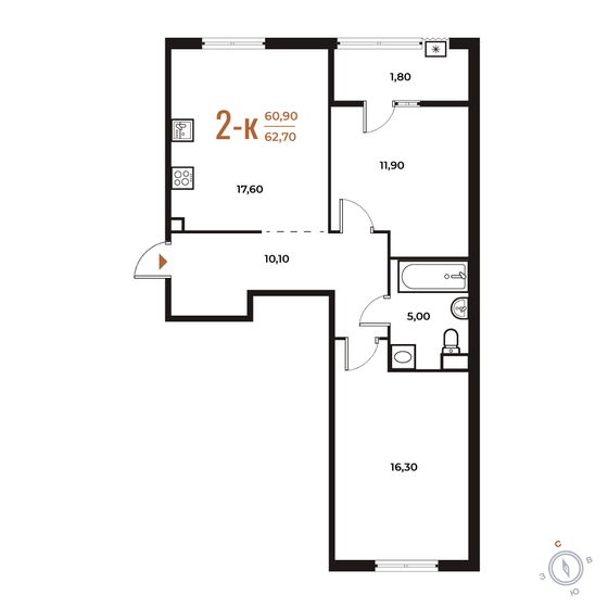 61,7 м², 2-комнатная квартира 10 916 597 ₽ - изображение 46