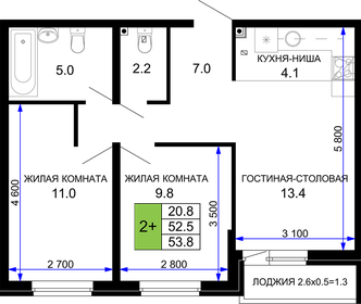 61,5 м², 2-комнатная квартира 5 500 000 ₽ - изображение 91