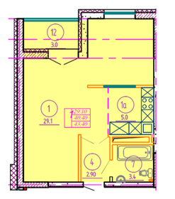 Квартира 43 м², 1-комнатная - изображение 1