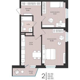 Квартира 60,9 м², 2-комнатная - изображение 1