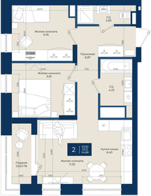 Квартира 54,9 м², 2-комнатная - изображение 1