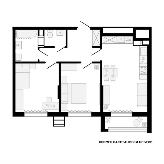 61,7 м², 2-комнатная квартира 7 379 410 ₽ - изображение 17